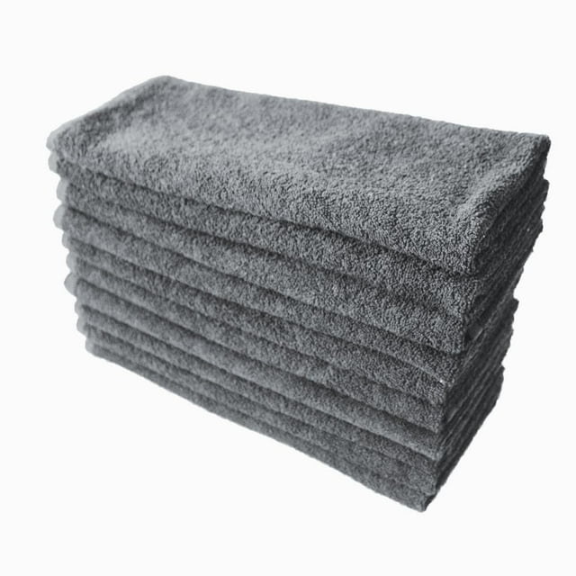 Josefina Toalla de Manos Lisa, algodón Resistente a la decoloración, Juego de 10 Piezas (10 Pack), 70cm x 40cm, Ideal para Hogar, Estéticas, Auto Lavados, Gimnasios y Hoteles (Gris)