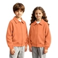 thumbnail image 4 of SERTGUTR Boys Waffle Knit Jacket Turn Down Collar Full Zipper Long Sleeve Pocket Design Solid Color Casual Top Everyday School Fall Winter Coat, 4 of 9