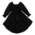 thumbnail image 7 of Fall Dresses,Girls Dress Square Neck Flutter Sleeves Ruffle Hem Party Outfit,Dresses,Z02 Black,6-7 Years, 7 of 7