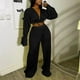 thumbnail image 1 of Puntoco Fashion Conjunto de pantalón largo arrugado de manga larga con cuello en V informal para mujer Puntoco Puntoco-7868, 1 of 5