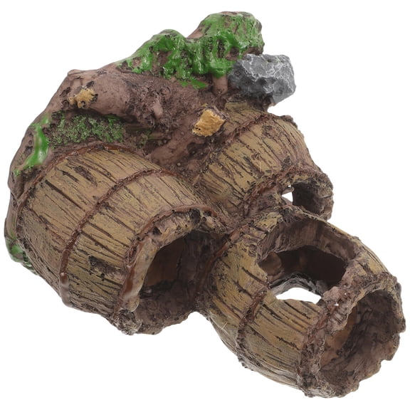 ETEREAUTY Brown Resin Aquarium Hideaway Decoration Fish Hiding House for Aquarium Decor