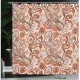 thumbnail image 3 of Ambesonne Paisley Shower Curtain, Ethnic Boho Flowers Leaves, 69"Wx84"L, Orange Peach Brown, 3 of 4