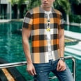 thumbnail image 6 of Goofa Orange Plaid Pattern Mens Golf Shirt Baseball T-shirt Moisture Wicking Dry Fit Performance Sport Short Sleeve Striped Golf Polo Shirts-Medium, 6 of 7