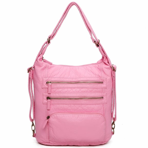 The Lisa Convertible Backpack Crossbody Bag by Ampere Creations - Bubble Gum Pink