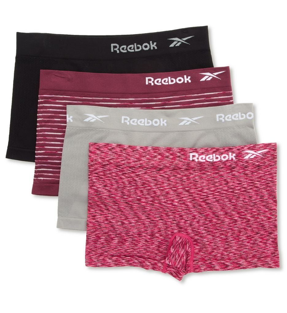 Women's Reebok 31UH107 Seamless Boyshort Panty 4 Pack (Wine/Grey