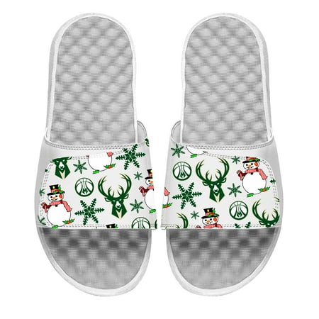 

Men s ISlide White Milwaukee Bucks Holiday Pattern Slide Sandals