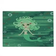 thumbnail image 2 of Underwater Cutting Board, Mermaid Cartoon Water Bubbles and Starfish Curly Fictional Print, Decorative Tempered Glass Cutting and Serving Board, Large Size, Green, by Ambesonne, 2 of 5
