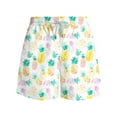 thumbnail image 3 of LYEAA Swimming Men Shorts Elastic Waist Summer Beach Big Men's Trunks Hawaiian Colorful Pineapple Printed Surfing Board Shorts Casual Sports Trendy Comfortable Swimwear with Pockets White L, 3 of 5