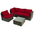 thumbnail image 4 of 5-Piece Patio Conversation Set Outdoor Rattan Furniture Set with Glass Table, 4 of 7