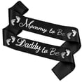 thumbnail image 1 of GDTO8820 2 piezas Mommy To Be & Daddy To Be Baby Shower Fajín Negro Baby Shower Regalos de fiesta para nueva mamá papá Suministros de revelación de género Decoraciones Favores, 1 of 5