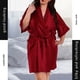 thumbnail image 5 of Albornoz para mujer, bata sedosa sexy, camisón, camisón, ropa de dormir, rojo vino, 3 l seitruly AP001190-18B, 5 of 7