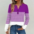 thumbnail image 2 of Womens Business Tops, Yigetop Womens Long Sleeve Henley Shirts Fall Fashion Tops Trendy V Neck Blouses Tunic Sweater Tops Womens Fall Shirts Purple 3XL, 2 of 4