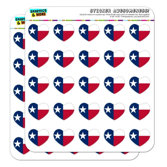 Texas State Flag Heart Shaped Planner Calendar Scrapbook Craft Stickers