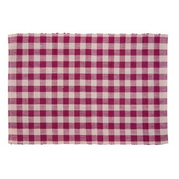 Mr. MJs Trading AG-01251S-4 19 in. Ribbed Placemats, Burgundy Check - Set of 4