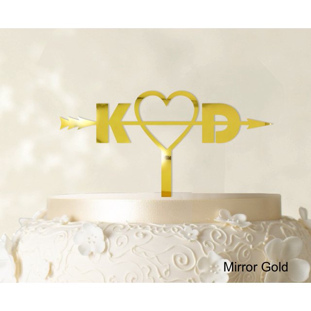 Initial Custom Wedding Cake Topper Personalized Mirror Cake Topper Color Option Available 6-8 Inches Wide