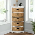 thumbnail image 2 of eHemco Hampton Meadows 5 Tier X-Side Corner Storage Cabinet with 5 Wicker Baskets, White, 2 of 8