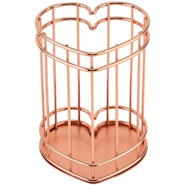 Miangastore Heart Shape Desktop Pen Container Metal Craft Makeup Brush Pot Nordic Style Pen Holder