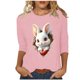 thumbnail image 2 of Xuyuer Ladies' Easter Print Round Neck Three Quarter Sleeve 3/4 Sleeve T-shirt Loose Tops Casual Loose Fit Crewneck T Shirts Tunic Tops, 2 of 5