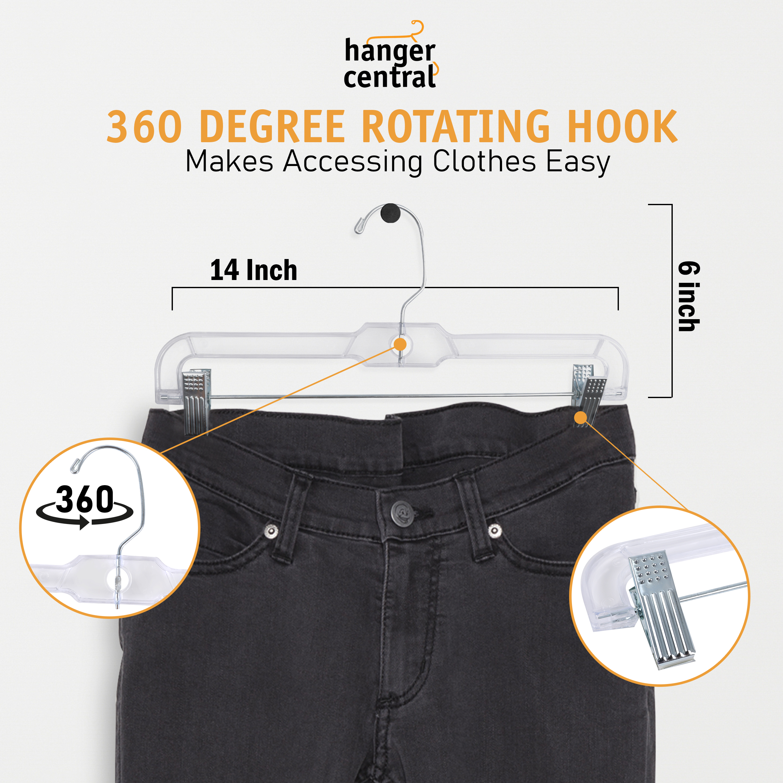 Hanger Central Clear Skirt Hangers with Adjustable Clips, 12-Pack photo 7