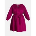 thumbnail image 5 of Terra & Sky Women's Plus Geo Eyelet Cotton Mini Dress with Long Sleeves, Sizes 0X-5X, 5 of 5