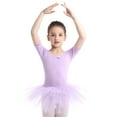 thumbnail image 2 of JanJean Toddler Girls Short Sleeve Dance Tutu Dress Ballet Gymnastics Skirted Leotard Ballerina Purple 4XL, 2 of 7