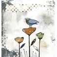 thumbnail image 2 of Ogren, Sarah 20x21 Gold Ornate Wood Framed with Double Matting Museum Art Print Titled - Bird on Three Flowers, 2 of 4
