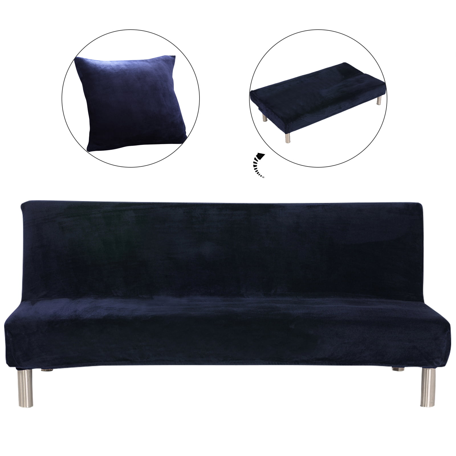 Stretch Armless Sofa Cover Futon Slipcover Full Folding Elastic 1/2/3/4 Seater 