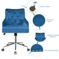 Gymax Blue Velvet Office Chair Tufted Upholstered Swivel Computer Desk