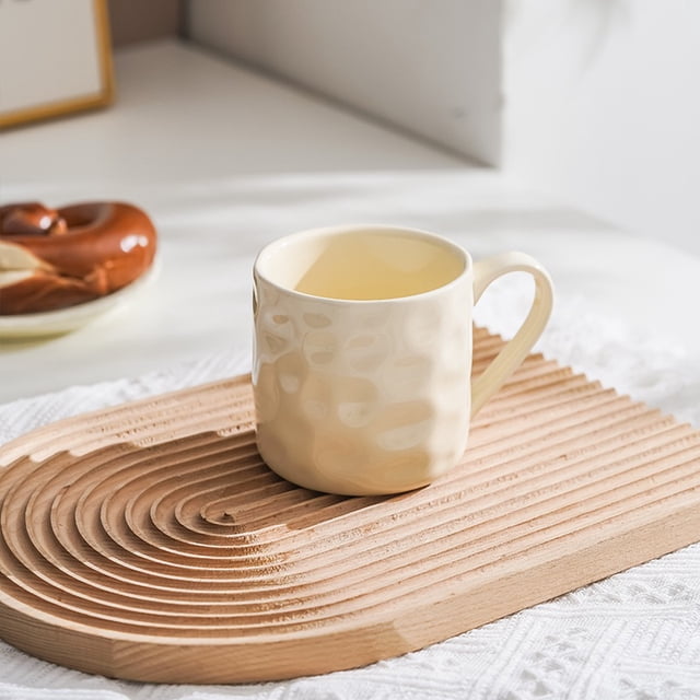 Elegante juego de tazas de cerámica con temática color crema: paquete de 4, perfecto for el desayuno o for uso en pareja, 400 ml cada una