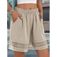 thumbnail image 6 of Women'S Casual Elastic Waist Lounge Shorts Comfy Lace Trim Summer Beach Linen Ruffle Shorts Apricot Color M, 6 of 9