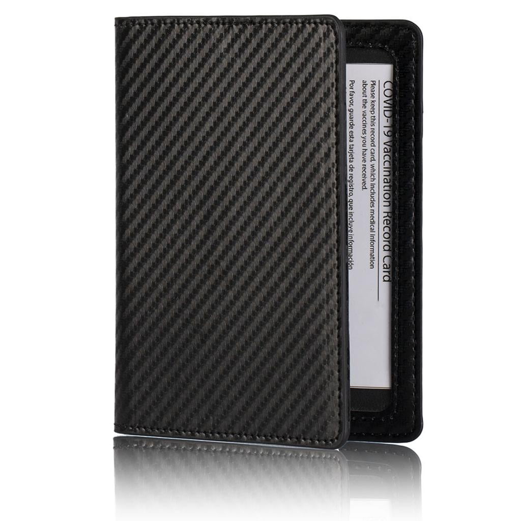 Passport and Vaccine Card Holder,Traveling Passport Cover with CDC  Vaccination Card Slot RFID Blocking Passport Wallet for Women and Men,  Carbon fiber