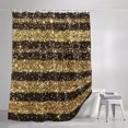 thumbnail image 3 of Shower Curtains for Bathroom, Black Golden Striped Waterproof Fabric Shower Curtain, Luxury Farmhouse Stripes Decorative Bathroom Curtain for Bathtub, 72"x72", No Hooks Included, 3 of 9