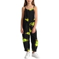 thumbnail image 5 of Taqqpue Girls Sleeveless Jumpsuit Spaghetti Strap Wide Leg Romper with Side Pockets Gradient Print Casual Summer Outfit Clothes for Girls Kids Size 5-16 Years, 5 of 10