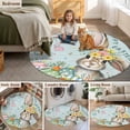 thumbnail image 6 of Turquoise Easter Bunny Round Area Rugs Collection 5', Spring Easter Eggs Floral Wooden Non Slip Indoor Circular Throw Runner Rug Floor Mat Carpet for Living Room Dining Table Bedroom Nursery, 6 of 9