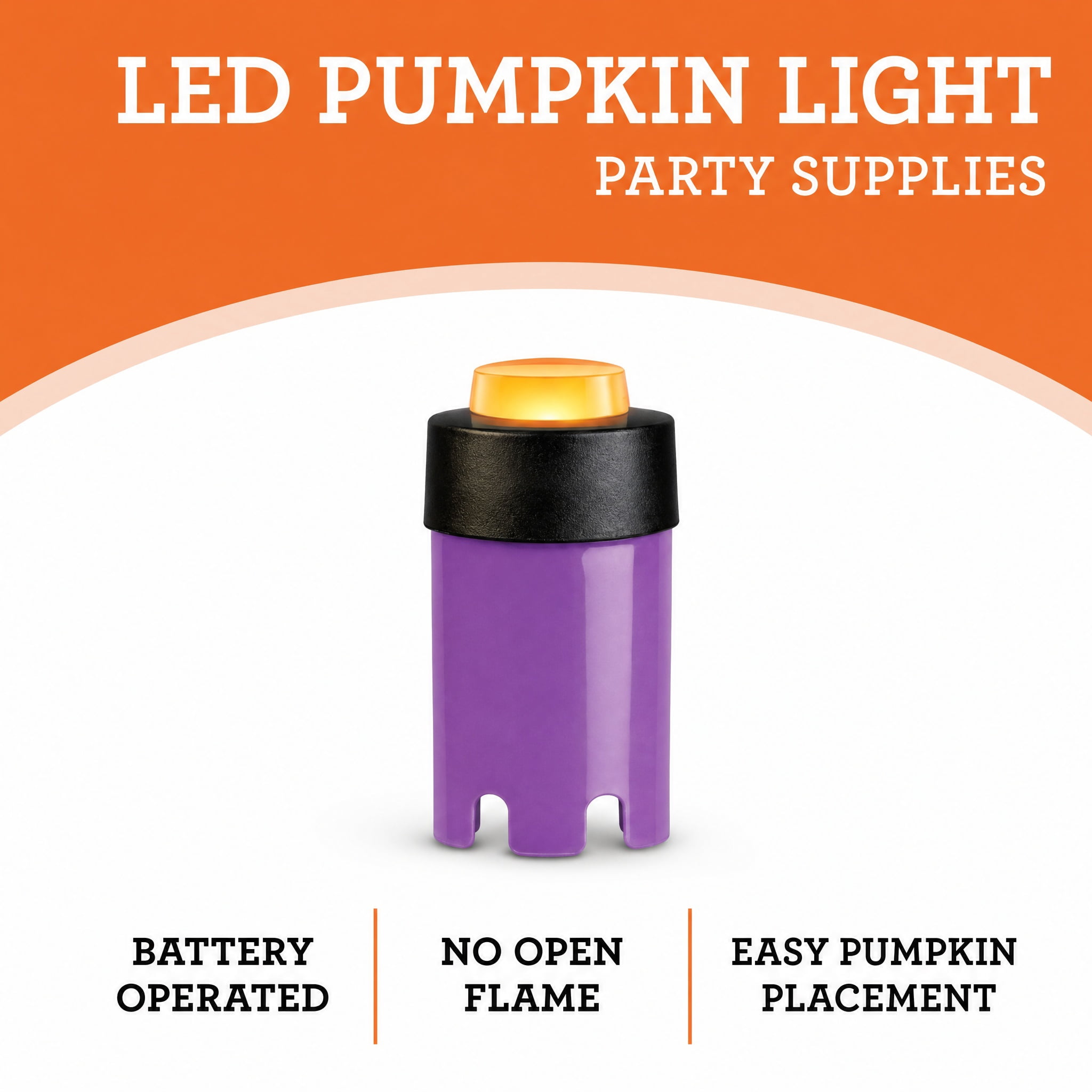 Battery-Operated LED Pumpkin Light, Orange and Purple, Halloween by Way To Celebrate
