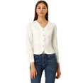 thumbnail image 1 of Allegra K Blusa de manga larga con tapeta completa y cuello en V para mujer blanco M Unique Bargains Blusa, 1 of 6