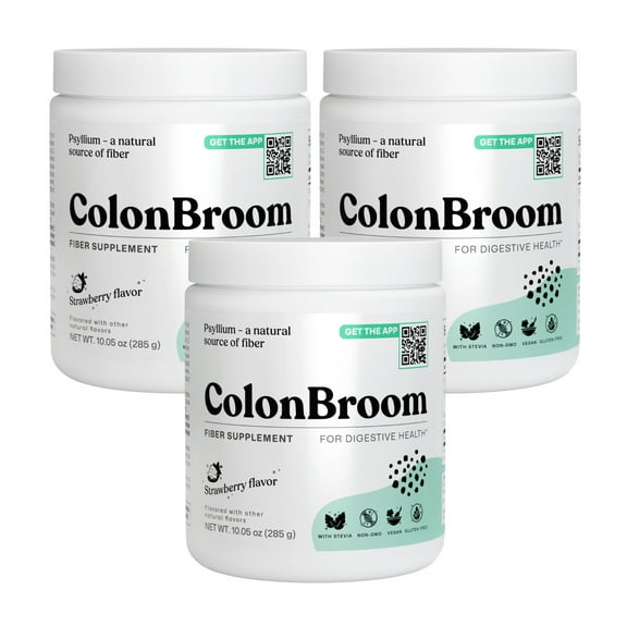 ColonBroom Psyllium Husk Powder, Cleanse for Bloating & Gut Health, Strawberry, 150 Servings