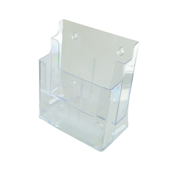 FixtureDisplays® Two Tier Leaflet Holder 8.5x11" Literature Holder Clear Acrylic Wall Mountable 14916