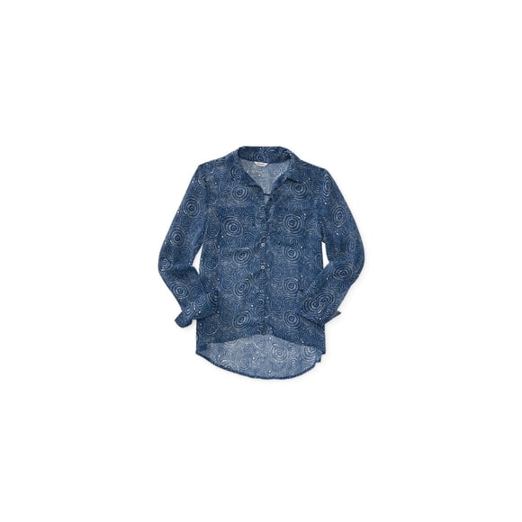Camisa transparente con botones Aeropostale para mujer azul pequeña