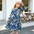 thumbnail image 2 of AmzBarley Girls Maxi Dress Long Sleeve Floral Casual Dresses 9-10 Years Navy Print, 2 of 7