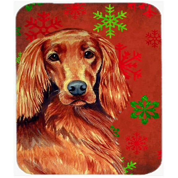 Irish Setter Red And Green Snowflakes Christmas Mouse Pad, Hot Pad Or Trivet - 7.75 x 9.25 In.