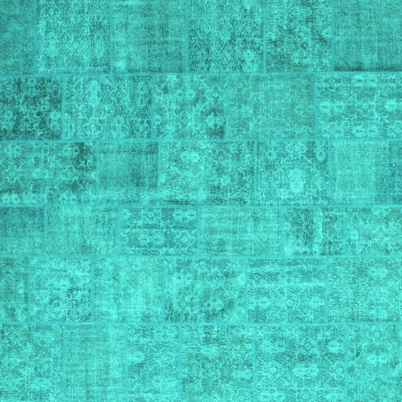 Ahgly Company Indoor Square Patchwork Turquoise Blue Transitional Area Rugs, 3' Square