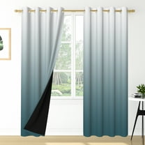 Nanqianyi Blue Ombre Blackout Curtains, Gradient Blue Grey Color Thermal Insulated Window Curtain for Living Room, Grommet Top Drapes (42W x 96L / 2 Panels Per Set)