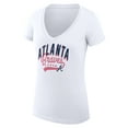 thumbnail image 2 of Women's G-III 4Her by Carl Banks  White Atlanta Braves Filigree Team V-Neck Fitted T-Shirt, 2 of 3