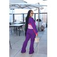 thumbnail image 4 of Aomice Women's 2 Piece Tracksuit Set Zip Up Jacket Flare Leg Pants | Color Block Matching Set with Zip Up Jacket and High Waist Flare Pants for Casual, Travel and Everyday Wear-Purple Pink-2XL, 4 of 8