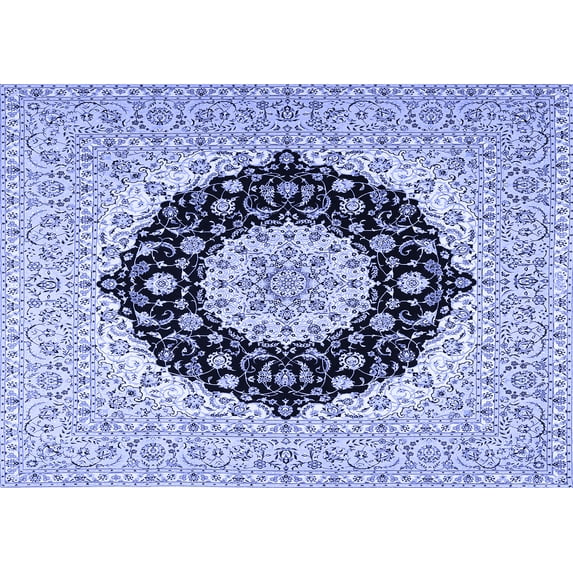 Ahgly Company Indoor Rectangle Medallion Blue Traditional Area Rugs, 5' x 7'