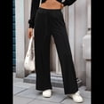 thumbnail image 4 of Pantalones Deportivos de Pierna para Mujer, Cintura Alta, Holgados y con Cordón Ajustable Negro XXL, 4 of 9