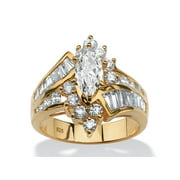 PalmBeach Jewelry Marquise-Cut Cubic Zirconia Engagement Anniversary Ring 3.20 TCW in 18k Gold-Plated Sterling Silver or Platinum-Plated