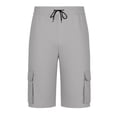 thumbnail image 5 of Wyobmus Mens Cargo Capri Pants Casual Knee Length Multi-Pocket 3/4 Hiking Pants Drawstring Elastic Waist Outdoor Lightweight Breathable Sweat Shorts B-Gray, 5 of 6