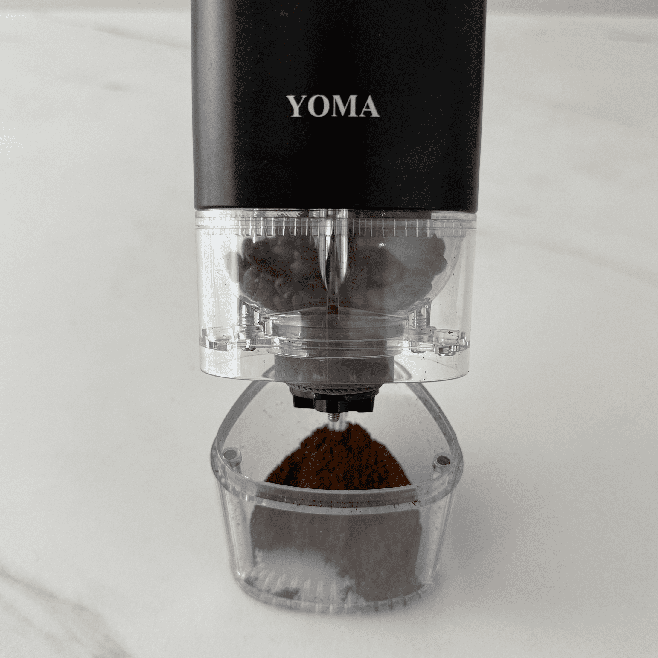 YOMA Coffee Grinder with Magnetic Detachable Design - Adjustable Grind Settings, Low-Noise Motor, One-Touch Operation, Transparent Bean Hopper & LED Light - Type-C Rechargeable-CG70